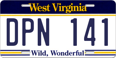 WV license plate DPN141