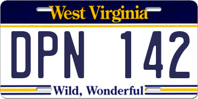 WV license plate DPN142