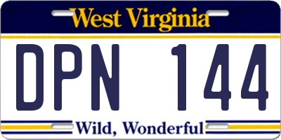 WV license plate DPN144