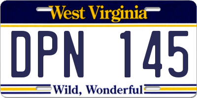WV license plate DPN145