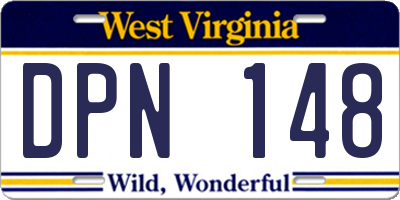 WV license plate DPN148