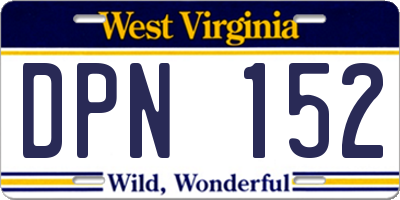 WV license plate DPN152