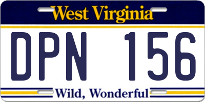 WV license plate DPN156