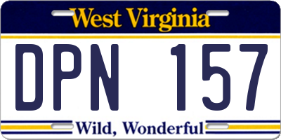 WV license plate DPN157
