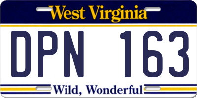 WV license plate DPN163