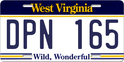 WV license plate DPN165
