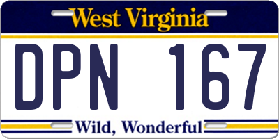 WV license plate DPN167