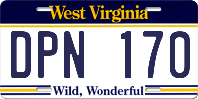 WV license plate DPN170