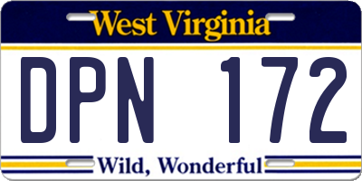 WV license plate DPN172