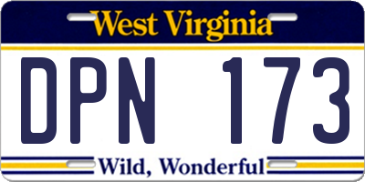 WV license plate DPN173