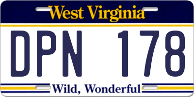 WV license plate DPN178