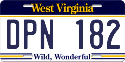 WV license plate DPN182