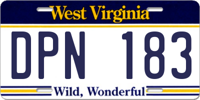 WV license plate DPN183
