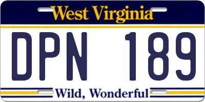 WV license plate DPN189
