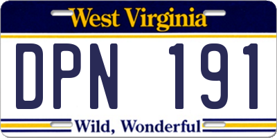 WV license plate DPN191