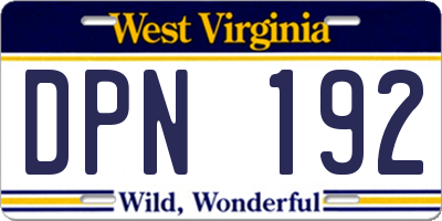 WV license plate DPN192