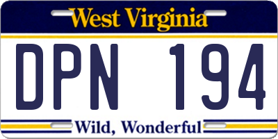 WV license plate DPN194