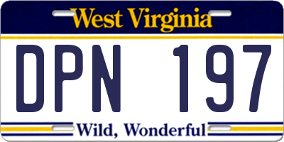 WV license plate DPN197