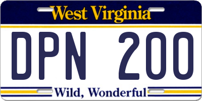 WV license plate DPN200