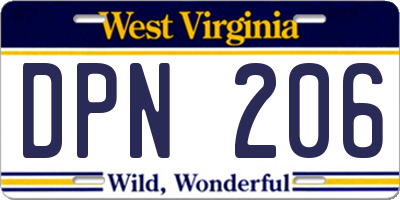WV license plate DPN206