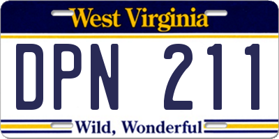 WV license plate DPN211