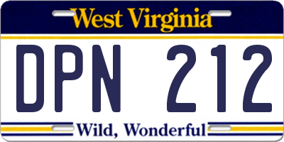 WV license plate DPN212
