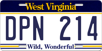 WV license plate DPN214