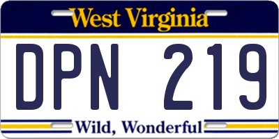 WV license plate DPN219