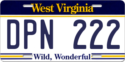 WV license plate DPN222