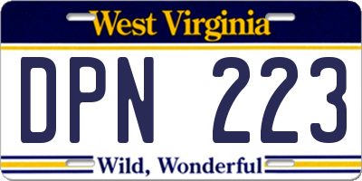 WV license plate DPN223