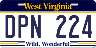 WV license plate DPN224