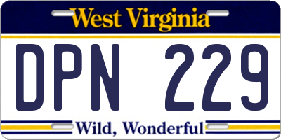 WV license plate DPN229