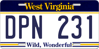 WV license plate DPN231