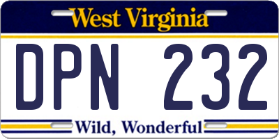 WV license plate DPN232