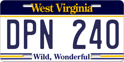 WV license plate DPN240