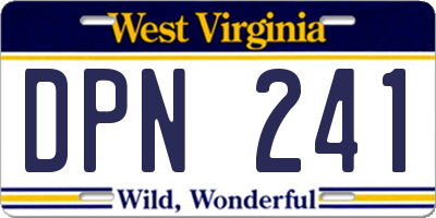 WV license plate DPN241
