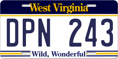 WV license plate DPN243