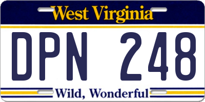 WV license plate DPN248