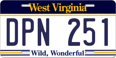 WV license plate DPN251