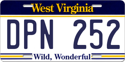 WV license plate DPN252