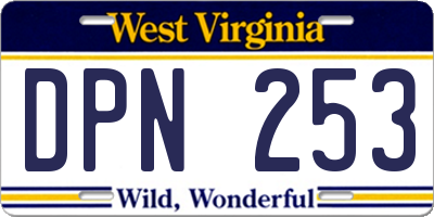 WV license plate DPN253