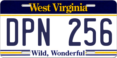 WV license plate DPN256