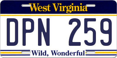 WV license plate DPN259