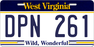 WV license plate DPN261