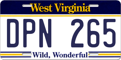 WV license plate DPN265