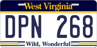 WV license plate DPN268