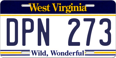 WV license plate DPN273