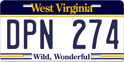 WV license plate DPN274