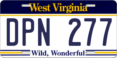 WV license plate DPN277