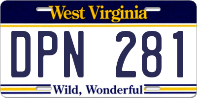 WV license plate DPN281